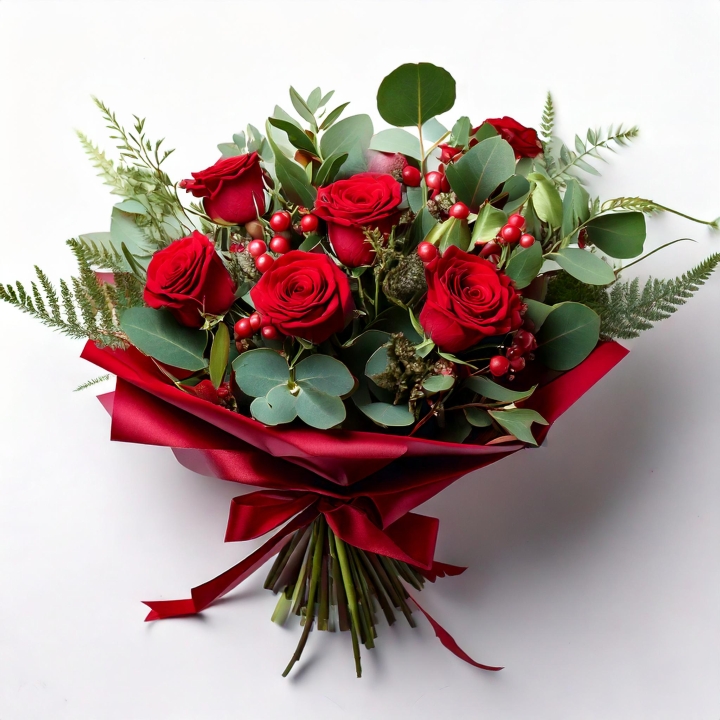 Sweetheart Six  Red Rose Bouquet