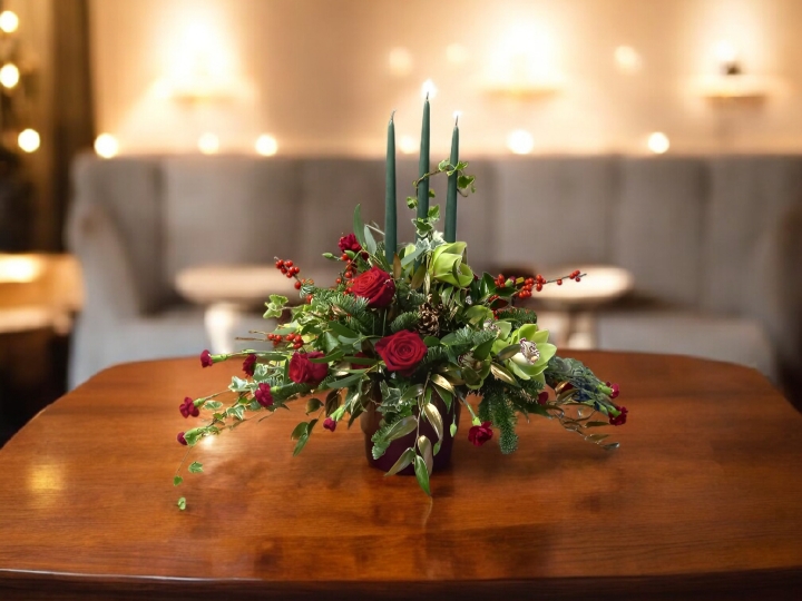 Rose and Orchid Candle Arrangement